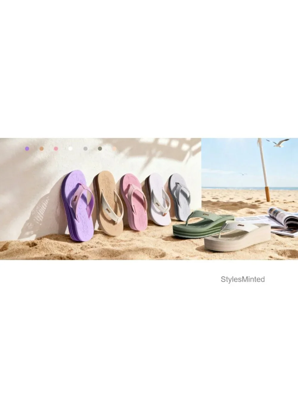 Womens Platform Wedge Flip Flops Dressy Summer Chunky Heel Sandals Faux Leather
